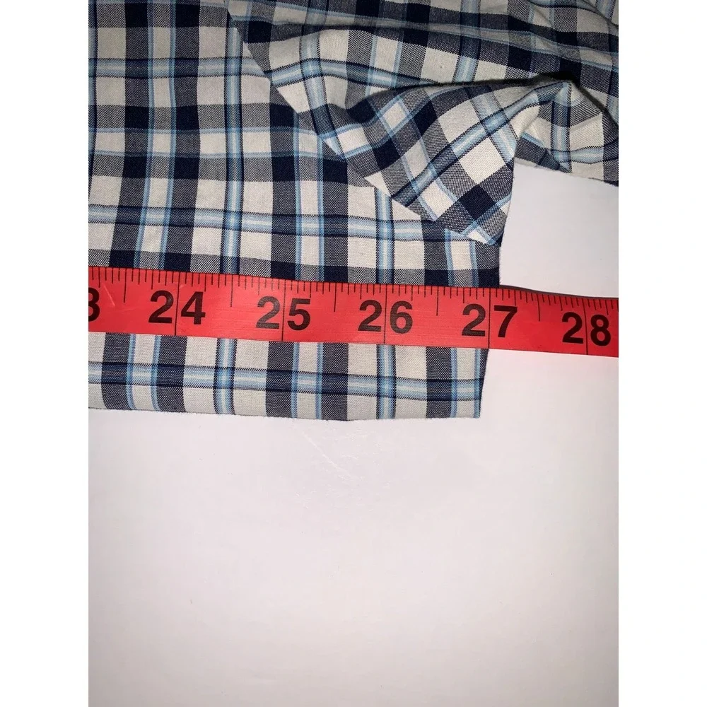 Wrangler Mens XL Short Sleeve Button Down Shirt Blue White Plaid Wrinkle Resist - Picture 7 of 11